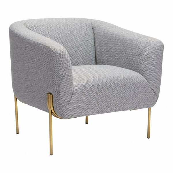 Homeroots Textural Upholstered Accent Arm Chair, Gray & Gold 395039